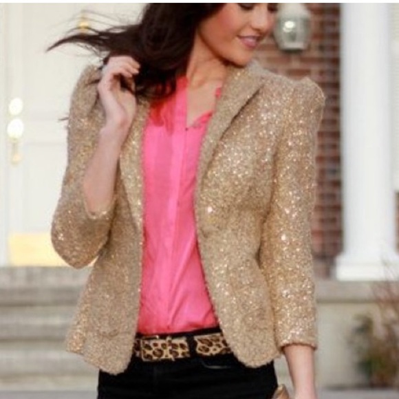 Robbi & Nikki Gold Boucle Sequin Blazer, size M - Picture 3 of 7